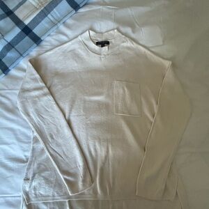 Banana Republic Women’s Cream Crewneck Sweater with Chest Pocket